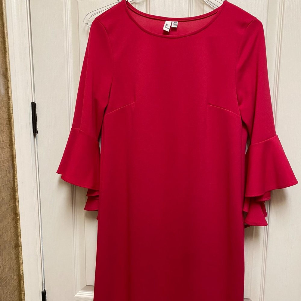 DressJules & Leopold Pink Shift dress with ruffle sleeves and bonus scarf, M